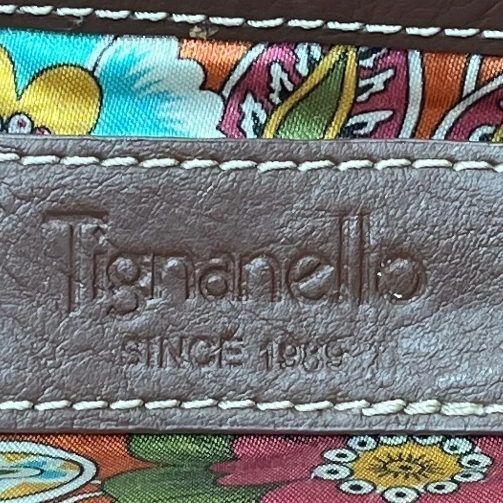 Tignanello Carmel Genuine Leather Hobo Bag 3 Front Zippered Pockets Big Interior